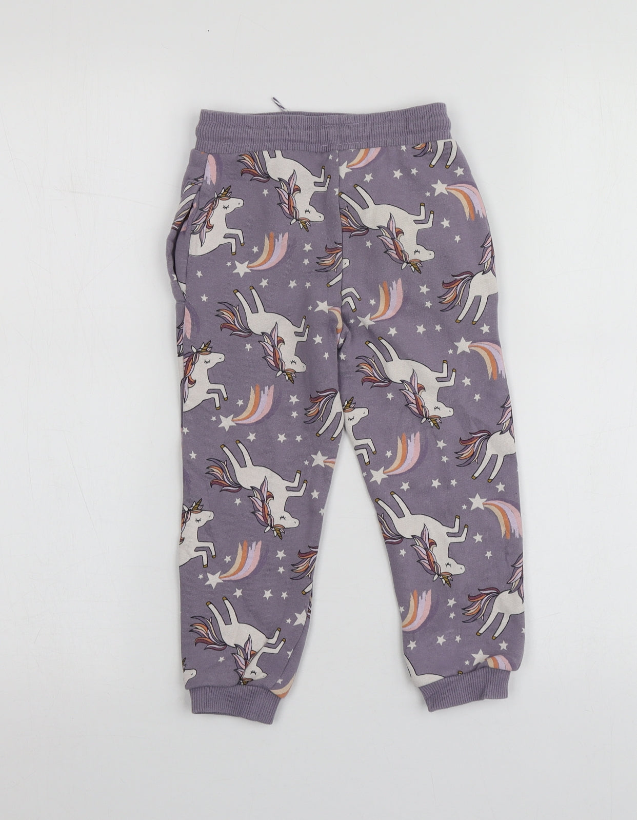 NEXT Girls Purple Geometric Cotton Jogger Trousers Size 4 Years  Regular
