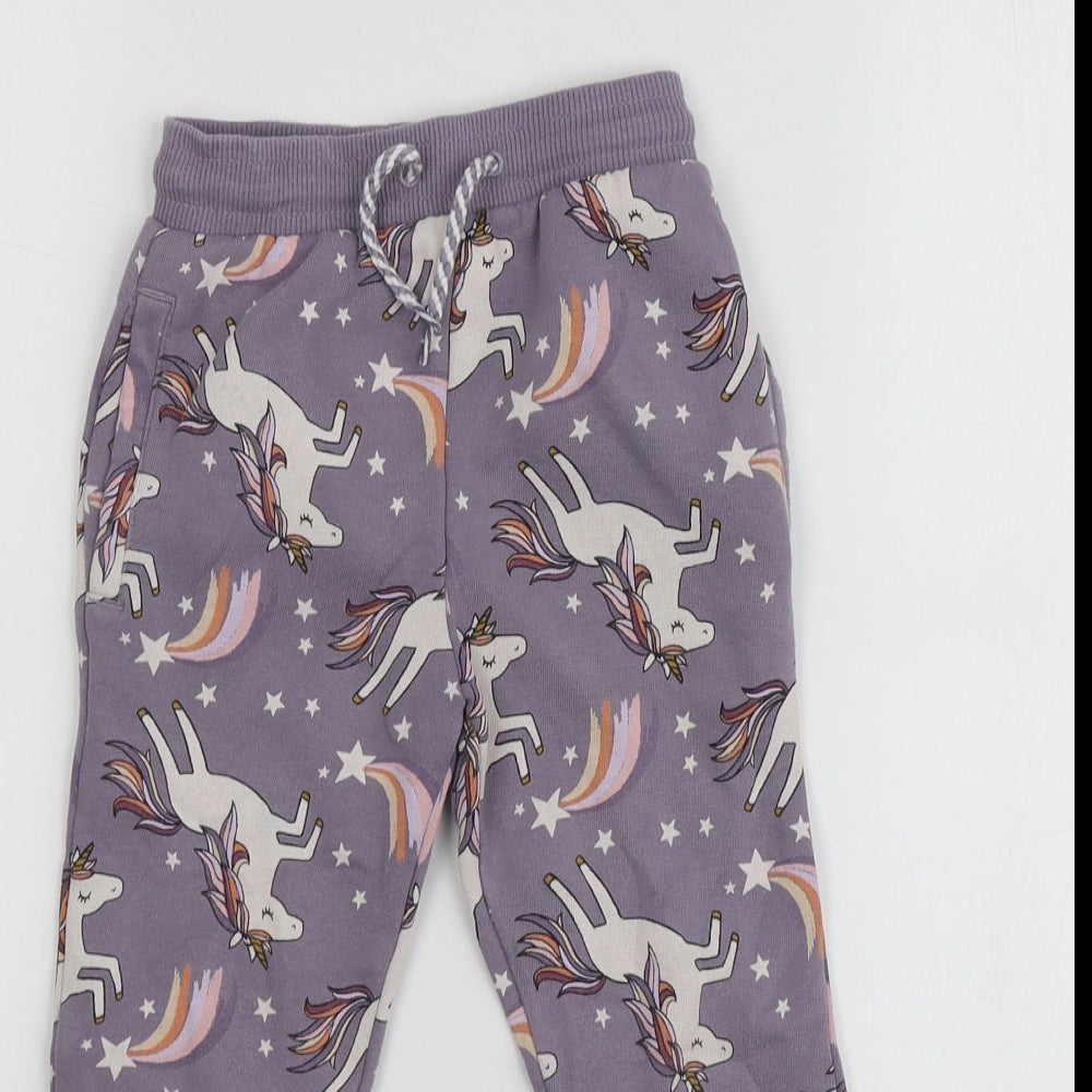 NEXT Girls Purple Geometric Cotton Jogger Trousers Size 4 Years  Regular