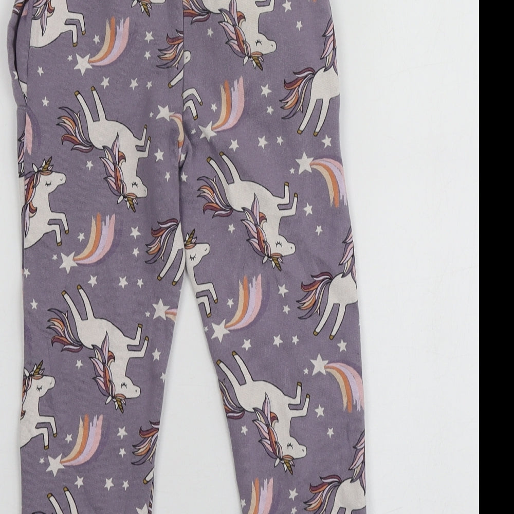 NEXT Girls Purple Geometric Cotton Jogger Trousers Size 4 Years  Regular