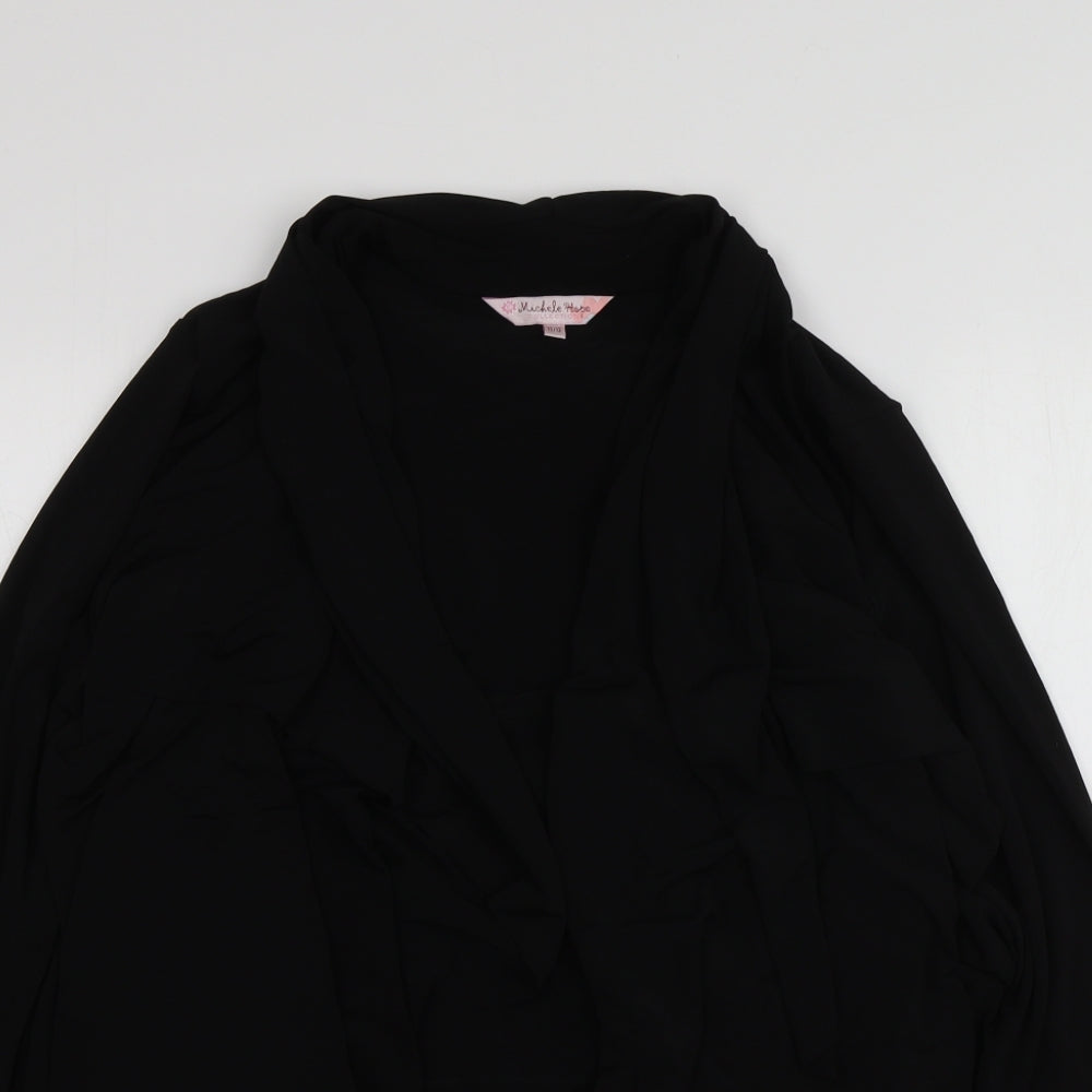 Michele Hope Womens Black  Polyester Kimono Blouse Size 10 V-Neck