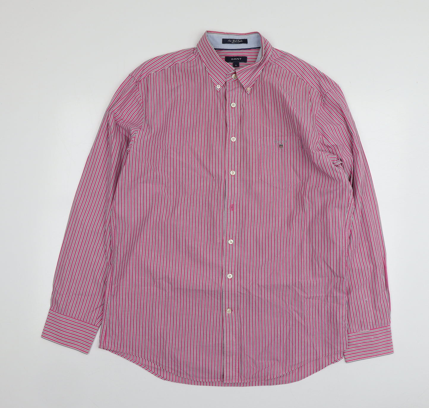 GANT Mens Pink Striped Cotton  Button-Up Size XL Collared