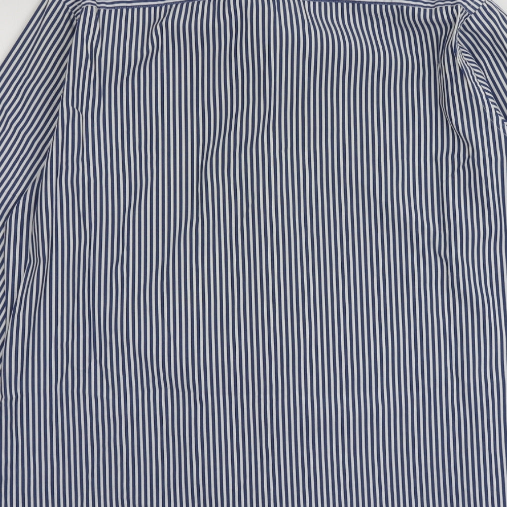 Tommy Hilfiger Mens Blue Striped Cotton  Button-Up Size L Collared