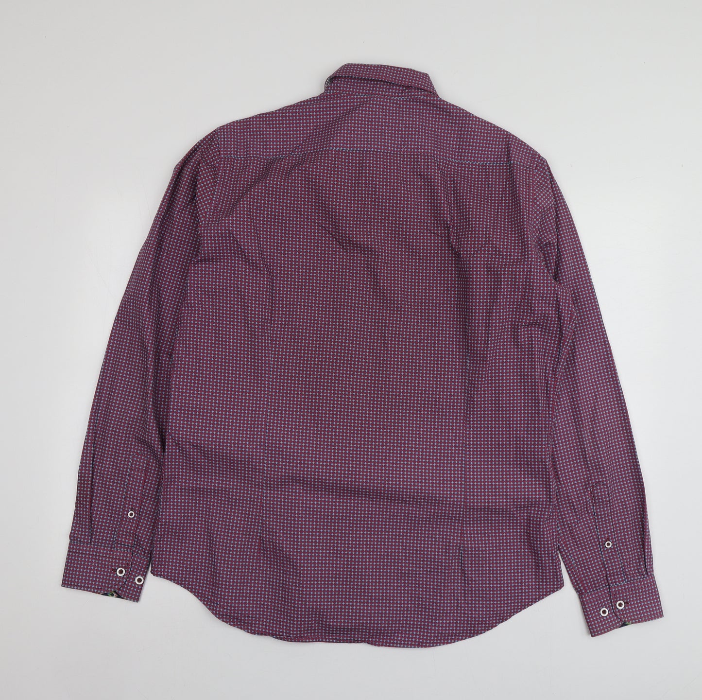 Dario Beltran Mens Red Geometric Cotton  Button-Up Size XL Collared