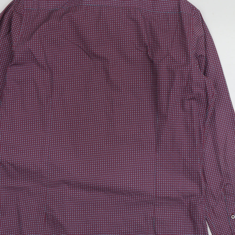 Dario Beltran Mens Red Geometric Cotton  Button-Up Size XL Collared