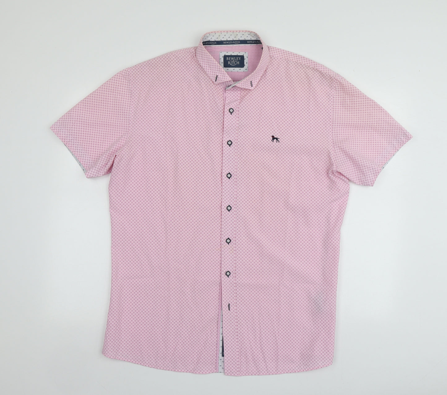 Bewley & Ritch Mens Pink Geometric Cotton  Button-Up Size 2XL Collared