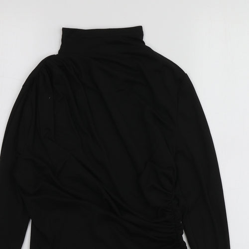 SheIn Womens Black  Polyester Basic T-Shirt Size M High Neck