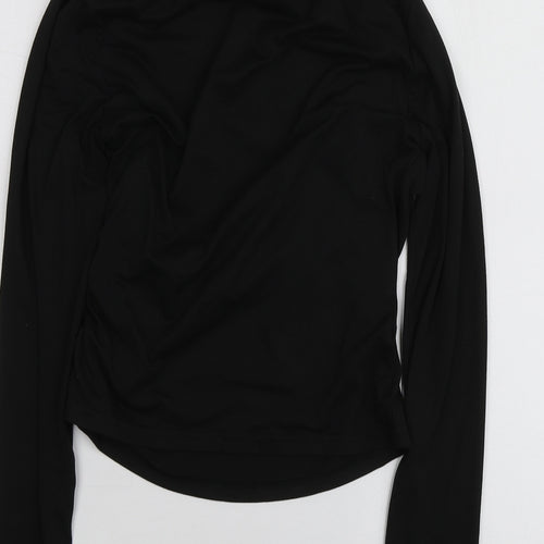 SheIn Womens Black  Polyester Basic T-Shirt Size M High Neck