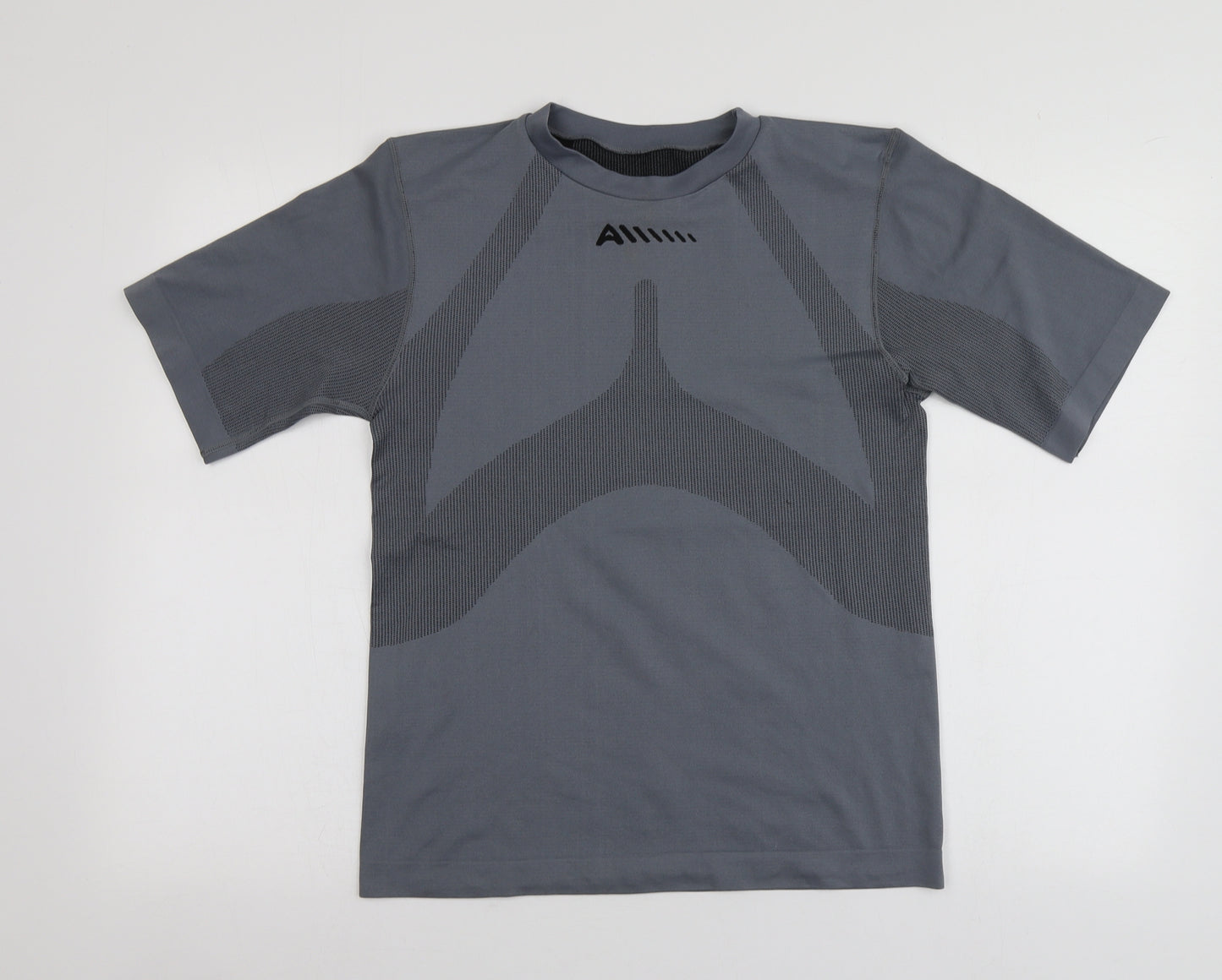 Zilcn Mens Grey  Nylon Basic T-Shirt Size S Round Neck