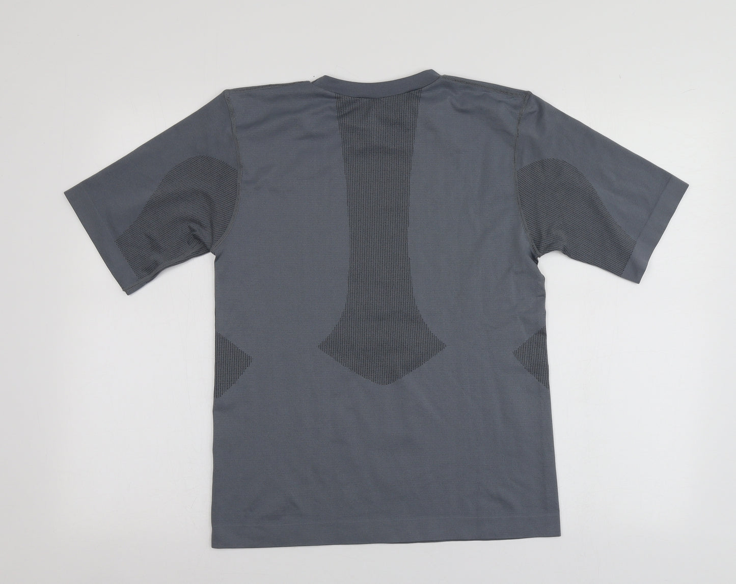 Zilcn Mens Grey  Nylon Basic T-Shirt Size S Round Neck