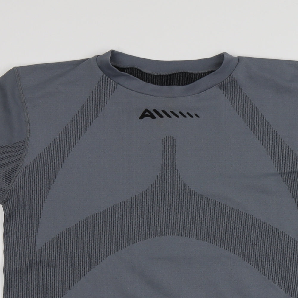 Zilcn Mens Grey  Nylon Basic T-Shirt Size S Round Neck