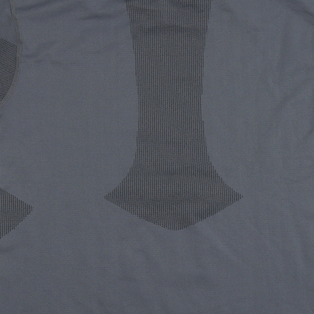 Zilcn Mens Grey  Nylon Basic T-Shirt Size S Round Neck