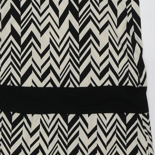 Warehouse Womens Beige Geometric Polyester A-Line  Size 14  Square Neck