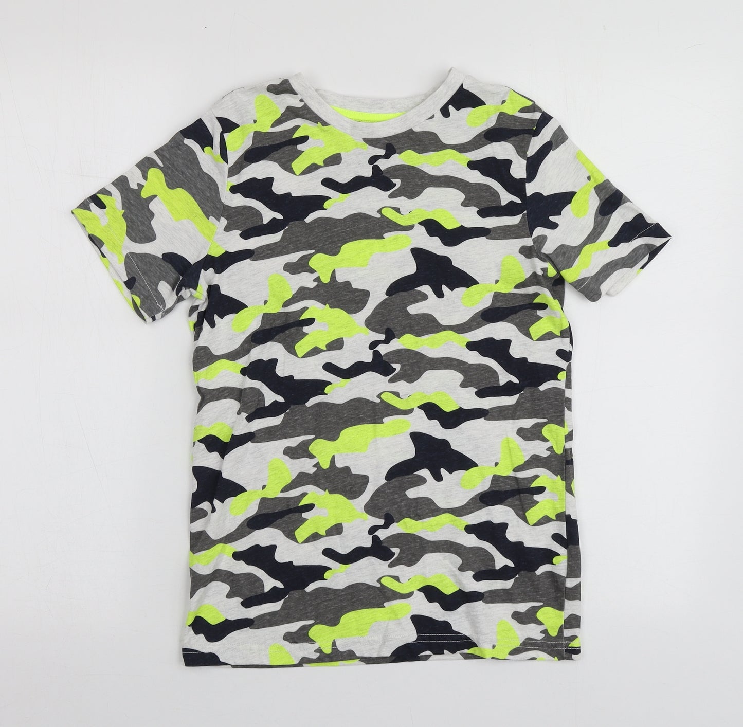 F&F Boys Multicoloured Camouflage Cotton Basic T-Shirt Size 10-11 Years Round Neck