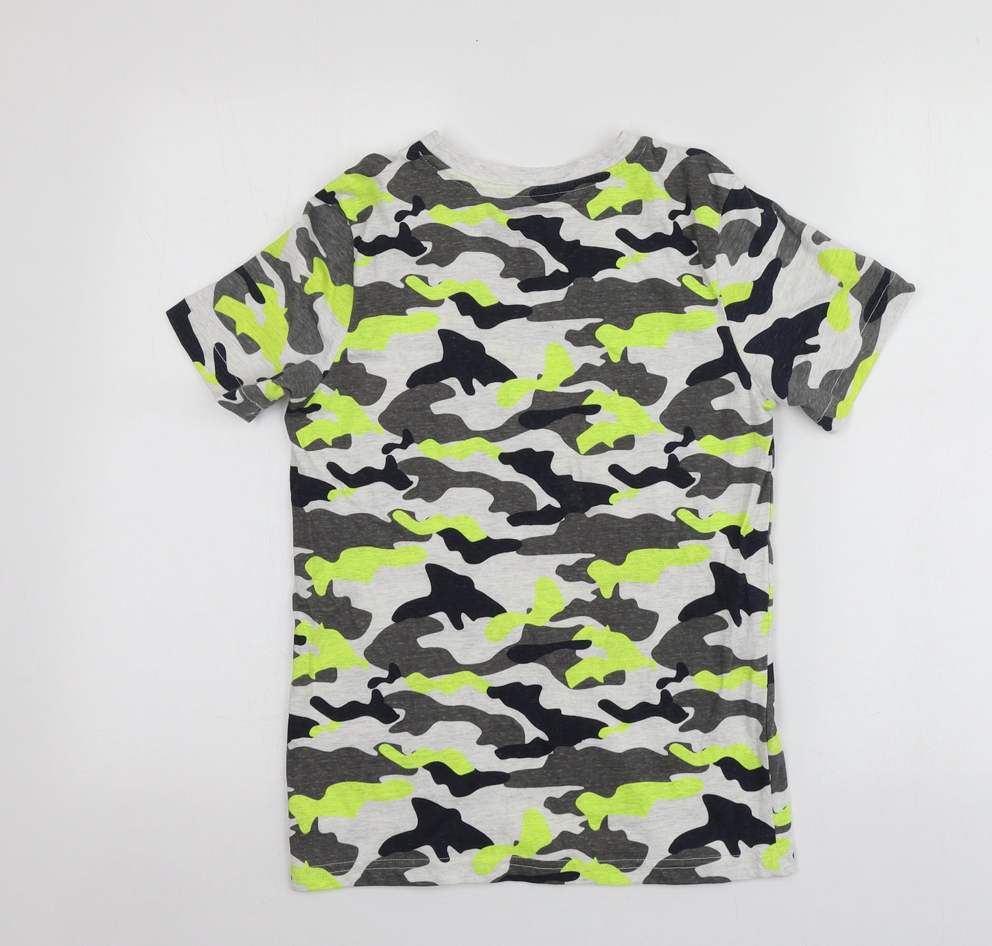 F&F Boys Multicoloured Camouflage Cotton Basic T-Shirt Size 10-11 Years Round Neck