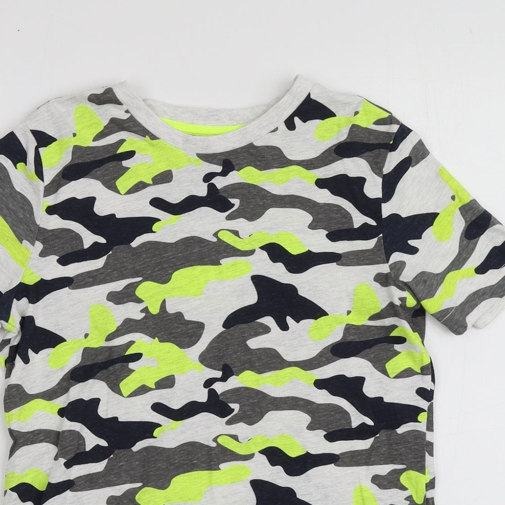 F&F Boys Multicoloured Camouflage Cotton Basic T-Shirt Size 10-11 Years Round Neck