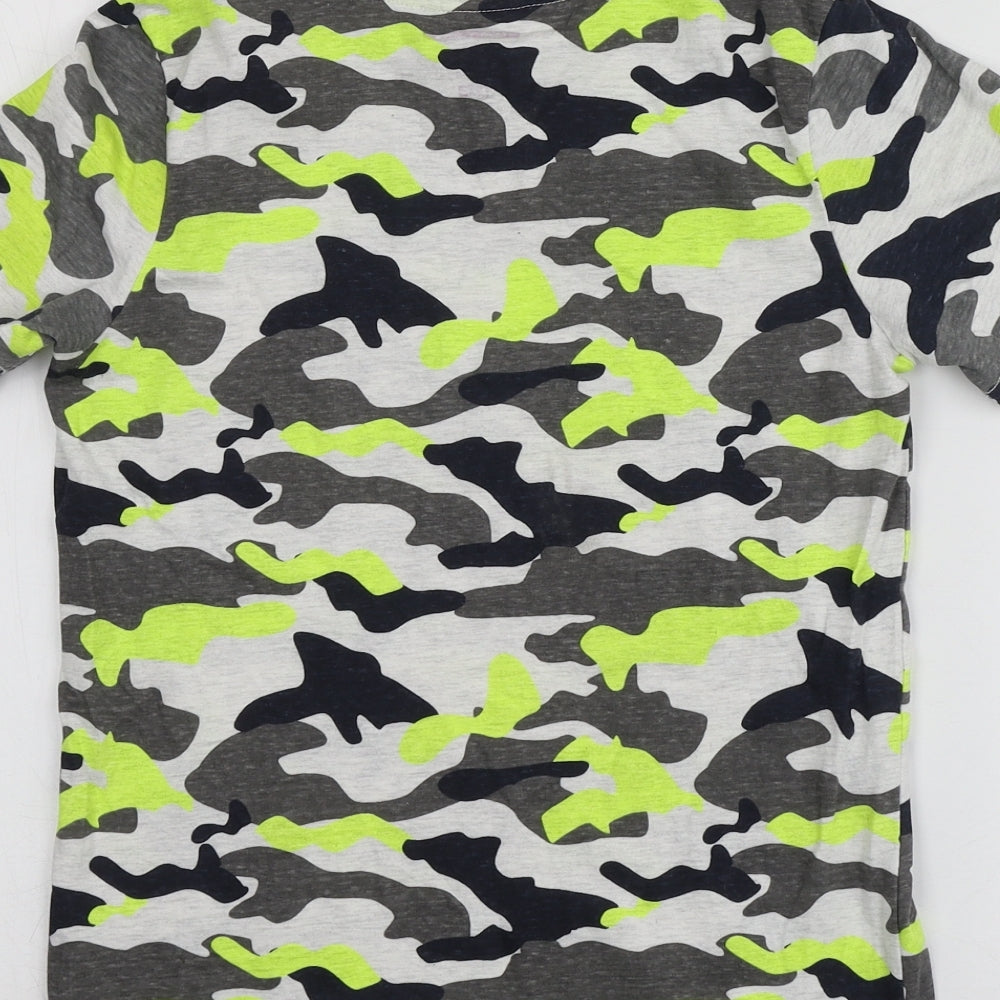 F&F Boys Multicoloured Camouflage Cotton Basic T-Shirt Size 10-11 Years Round Neck