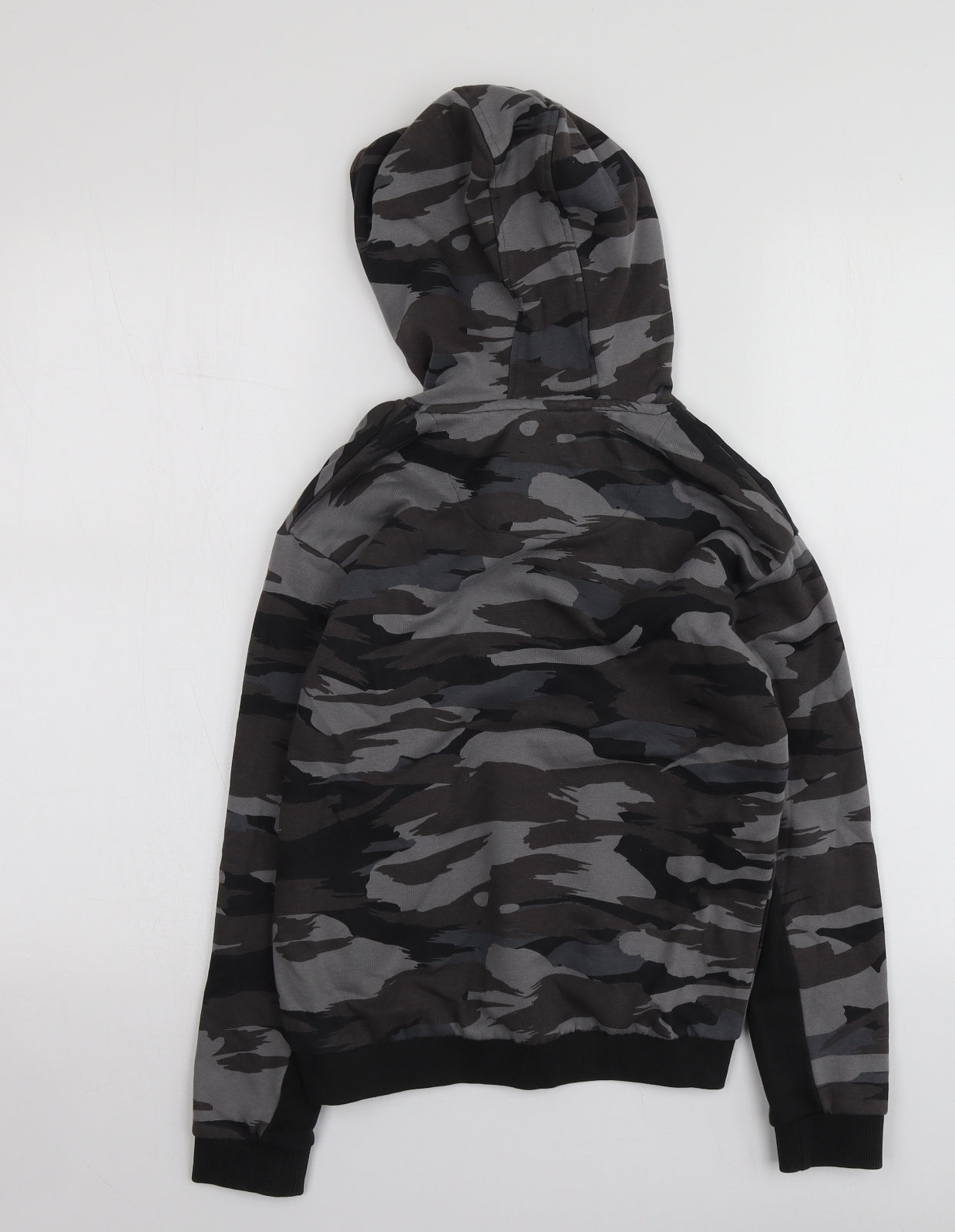 M&S Boys Grey Camouflage Cotton Pullover Hoodie Size 10-11 Years