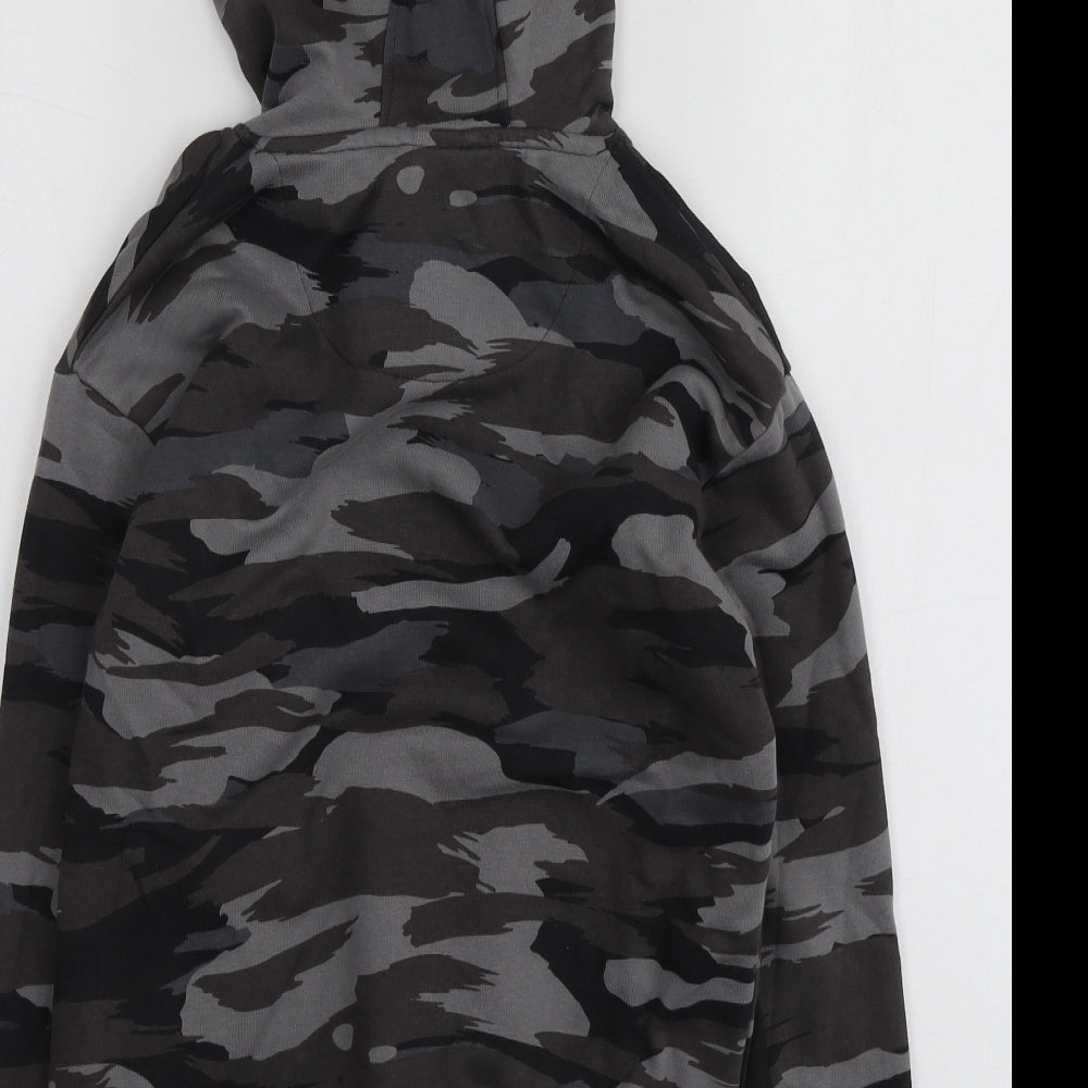 M&S Boys Grey Camouflage Cotton Pullover Hoodie Size 10-11 Years