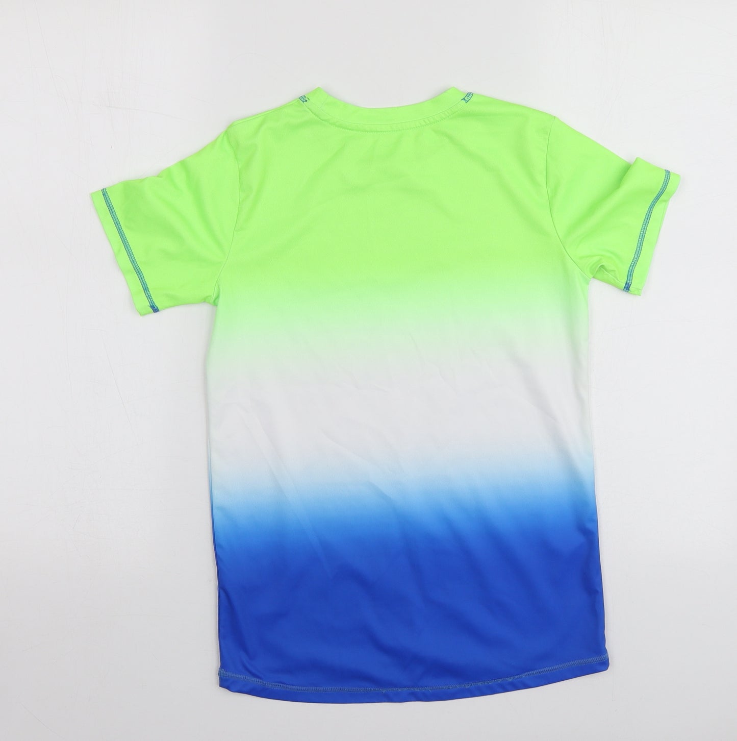 Dunnes Stores Boys Multicoloured Check Polyester Basic T-Shirt Size 9-10 Years Round Neck