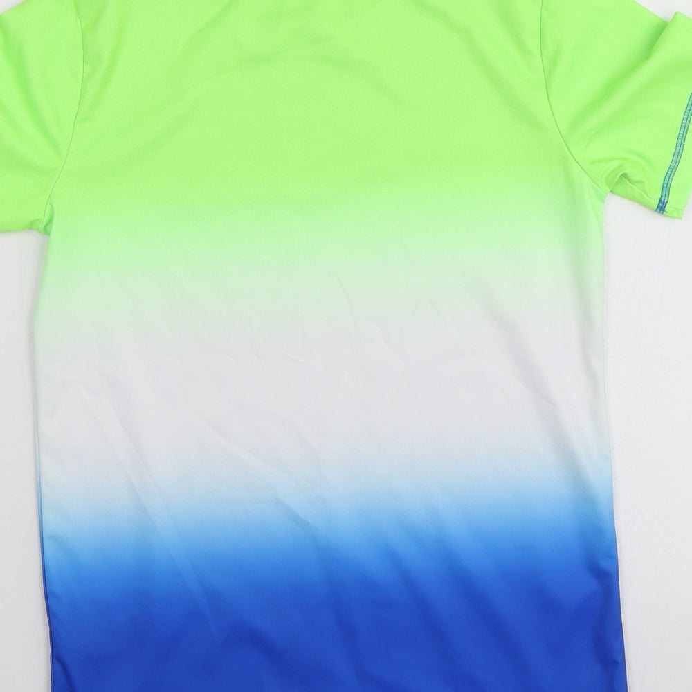 Dunnes Stores Boys Multicoloured Check Polyester Basic T-Shirt Size 9-10 Years Round Neck