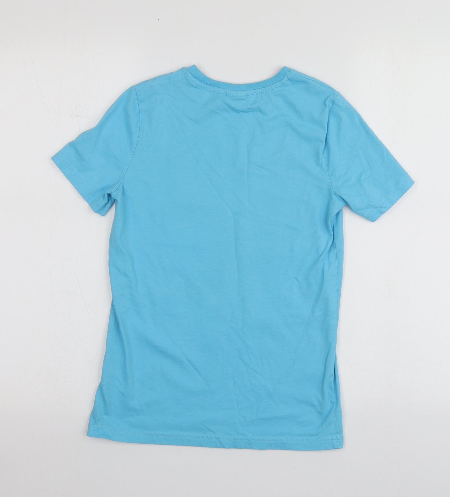 F&F Boys Blue Geometric Cotton Basic T-Shirt Size 9-10 Years Round Neck  - Simpsons