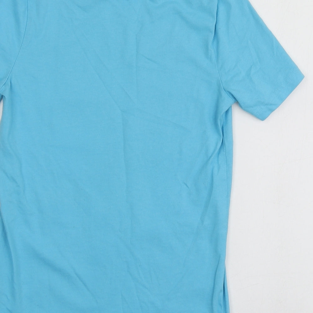 F&F Boys Blue Geometric Cotton Basic T-Shirt Size 9-10 Years Round Neck  - Simpsons