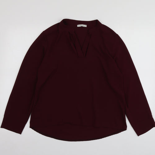 Scarlet Roos Womens Purple  Polyester Basic Blouse Size 4 V-Neck