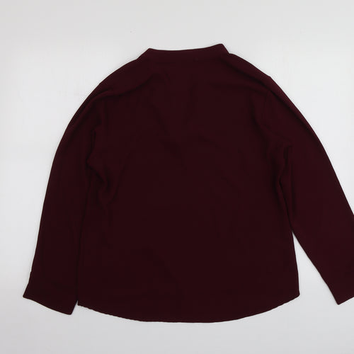 Scarlet Roos Womens Purple  Polyester Basic Blouse Size 4 V-Neck