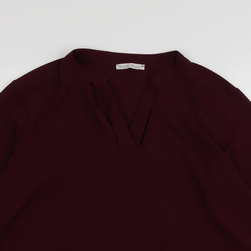 Scarlet Roos Womens Purple  Polyester Basic Blouse Size 4 V-Neck