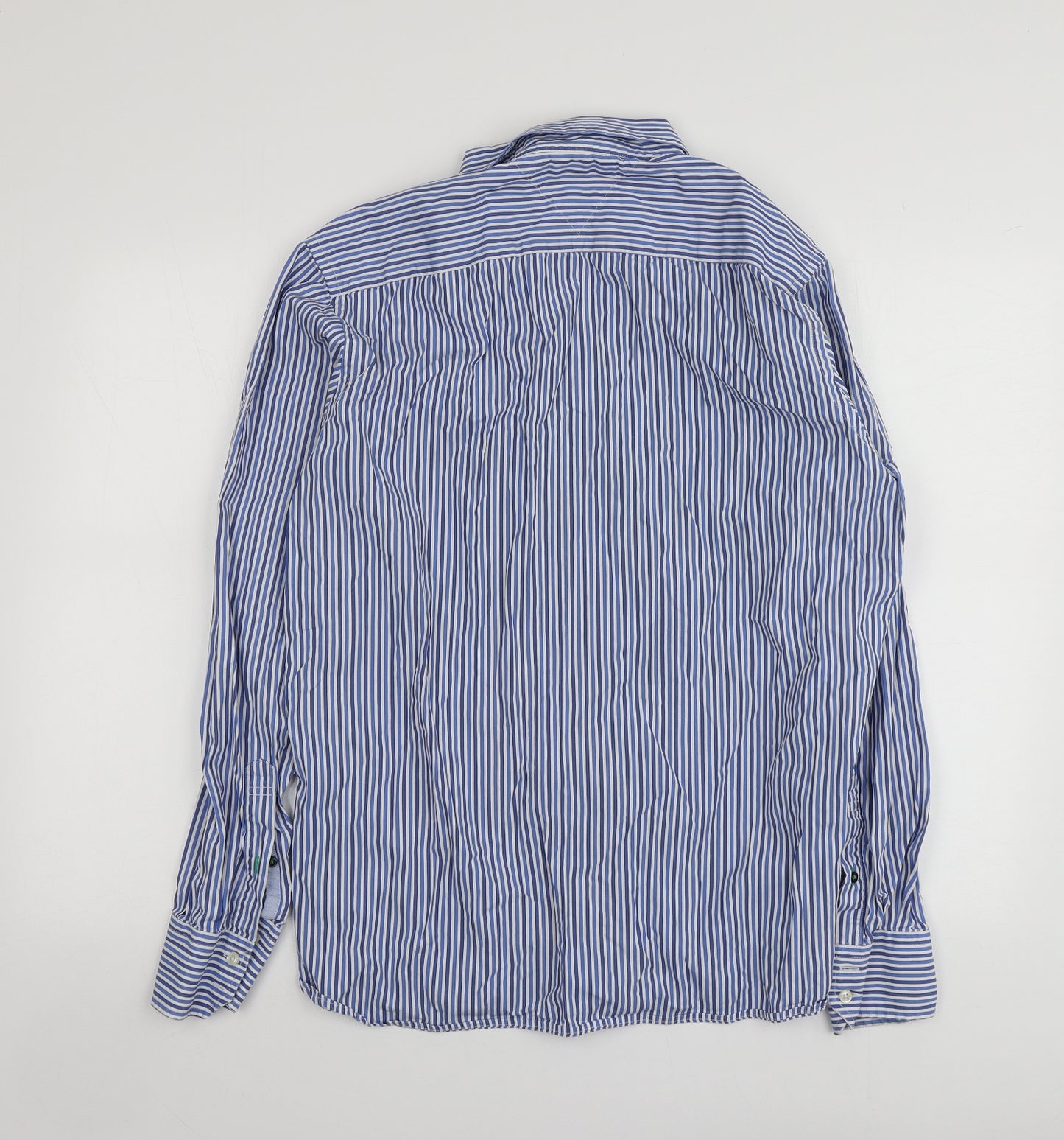 Tommy Hilfiger Mens Blue Striped Cotton  Button-Up Size L Collared