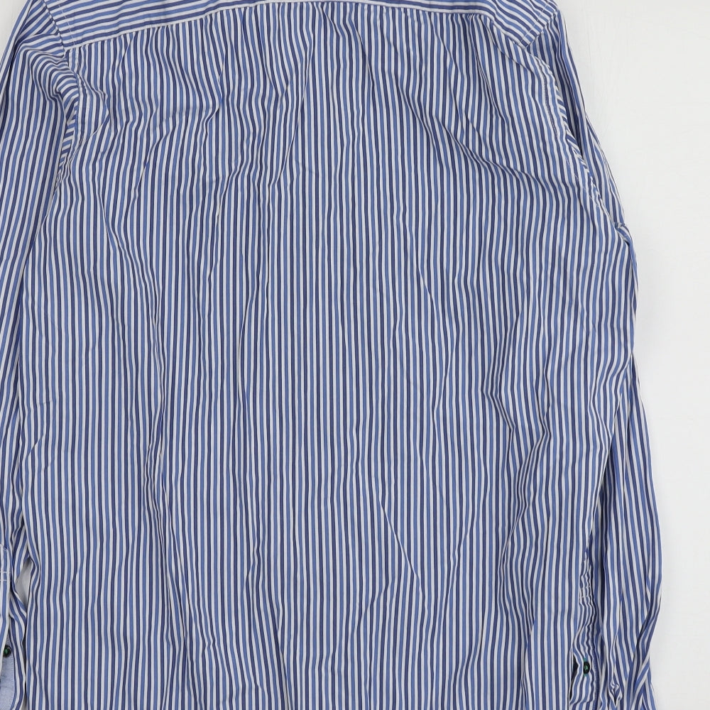Tommy Hilfiger Mens Blue Striped Cotton  Button-Up Size L Collared