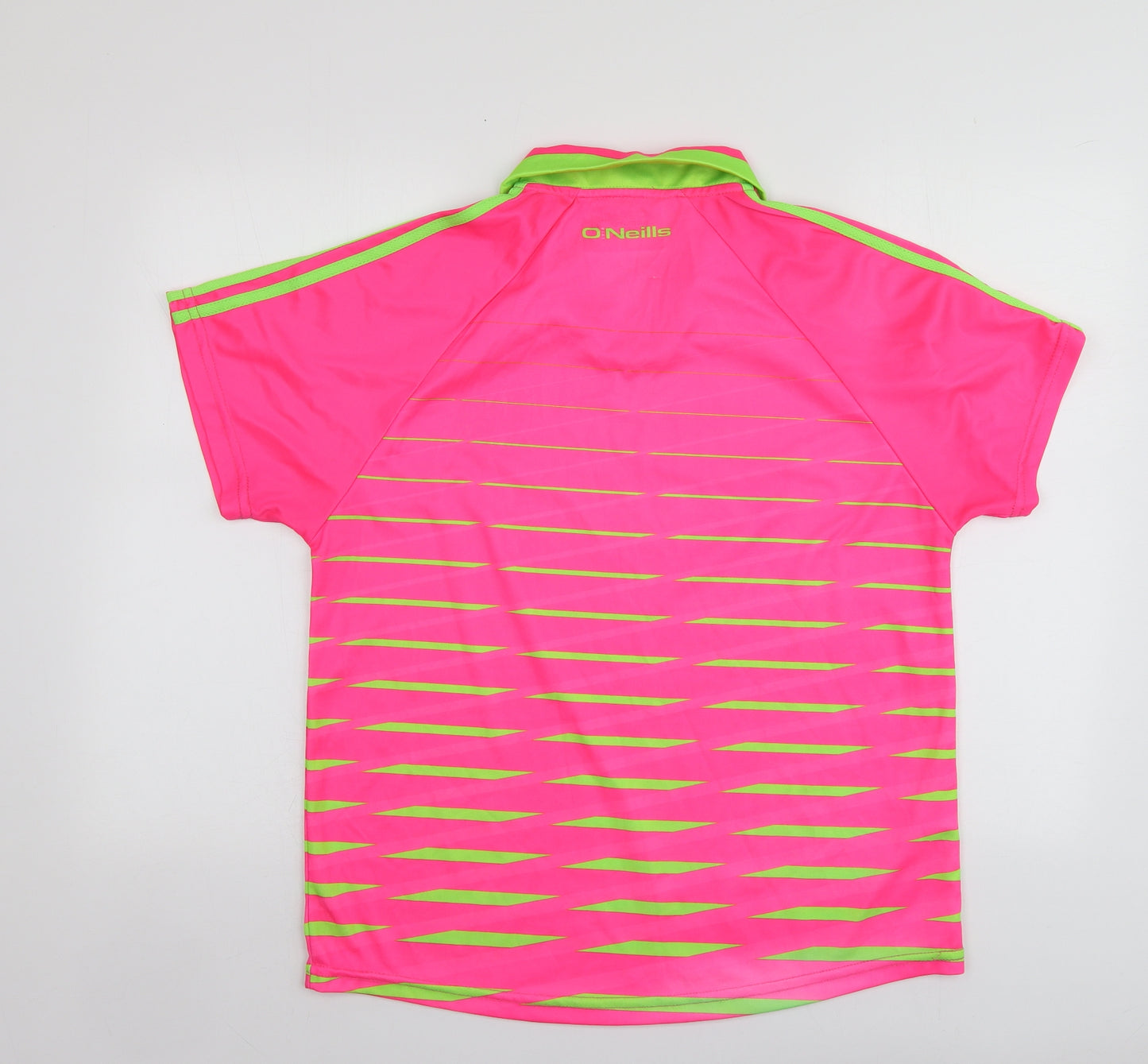 O'Neills Womens Pink Geometric Polyester Basic T-Shirt Size 14 V-Neck