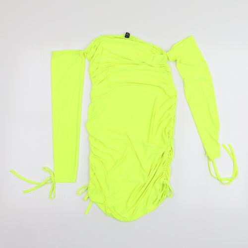 Asyou Womens Yellow  Polyester A-Line  Size 10  Square Neck