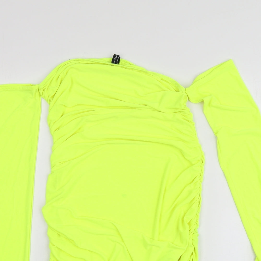 Asyou Womens Yellow  Polyester A-Line  Size 10  Square Neck