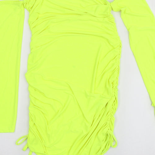 Asyou Womens Yellow  Polyester A-Line  Size 10  Square Neck