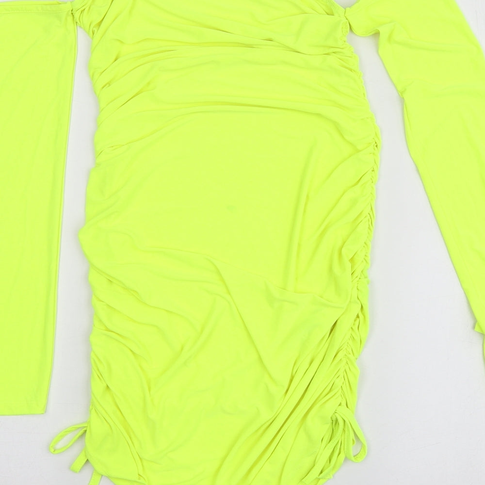 Asyou Womens Yellow  Polyester A-Line  Size 10  Square Neck