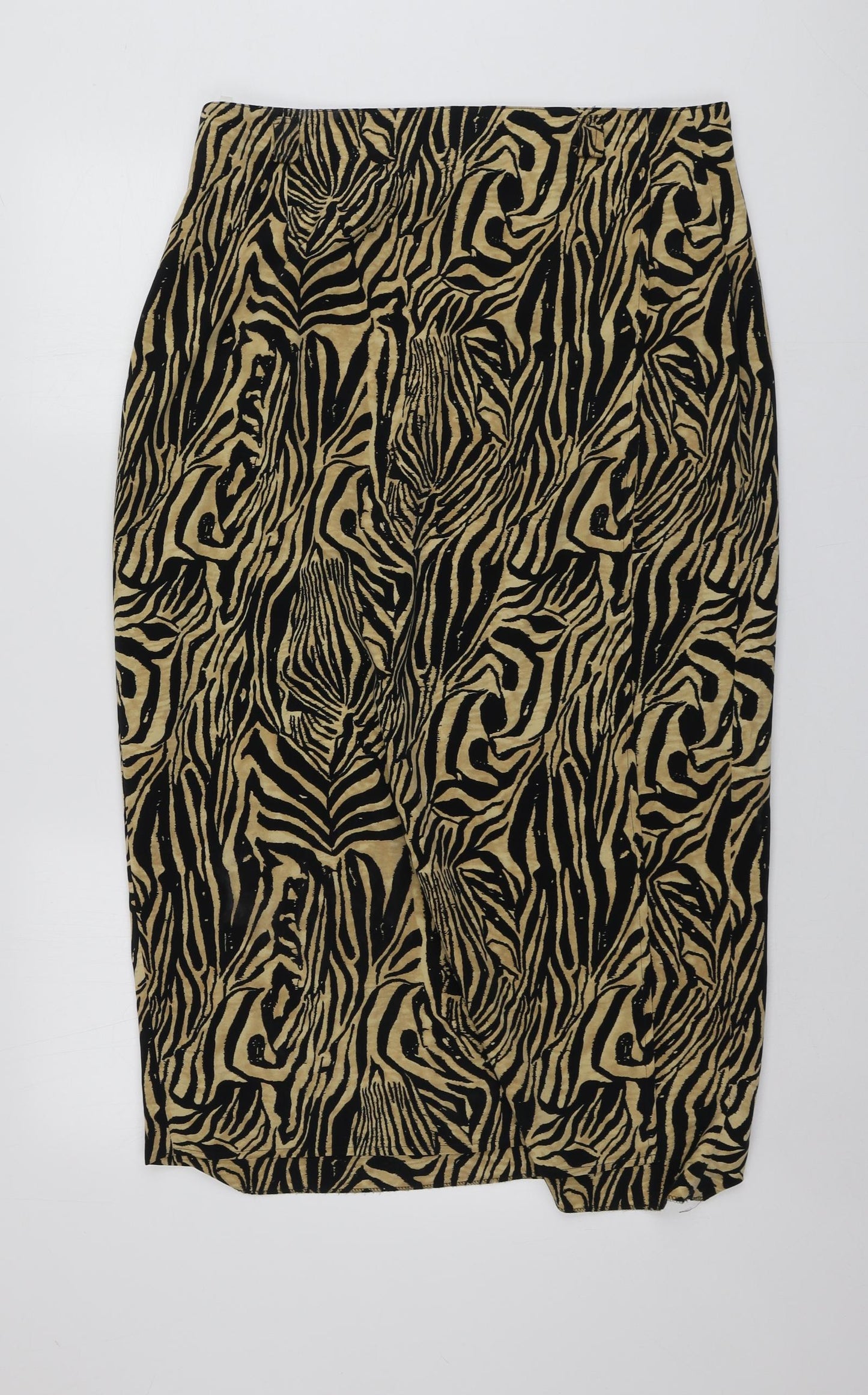 Gold Womens Brown Animal Print Polyester A-Line Skirt Size 18