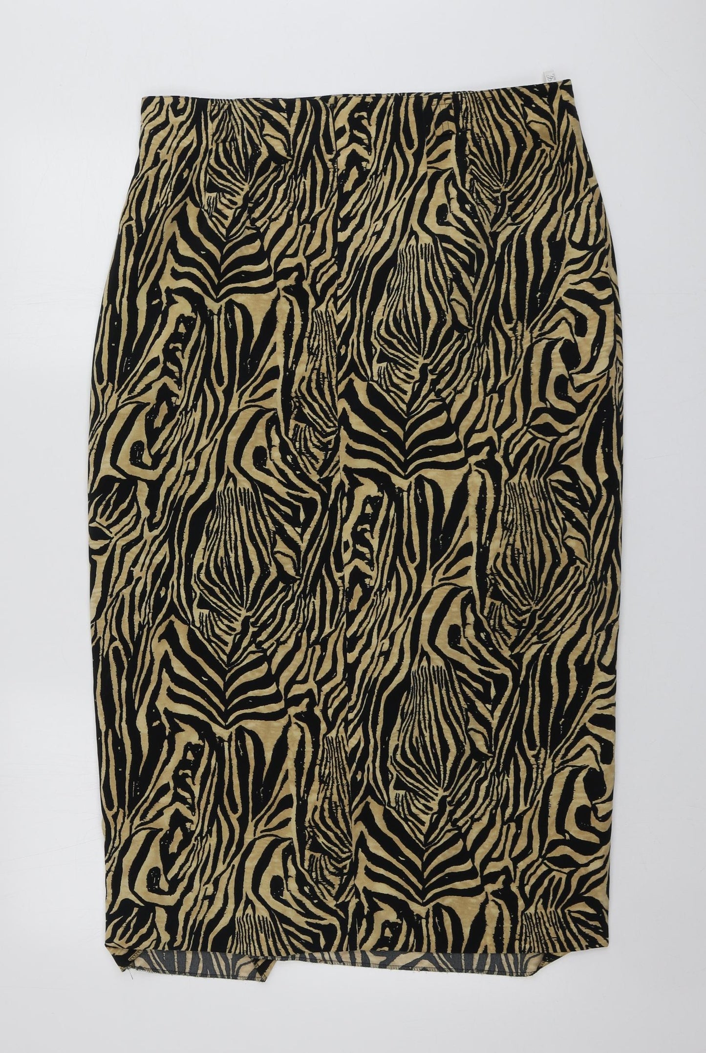 Gold Womens Brown Animal Print Polyester A-Line Skirt Size 18