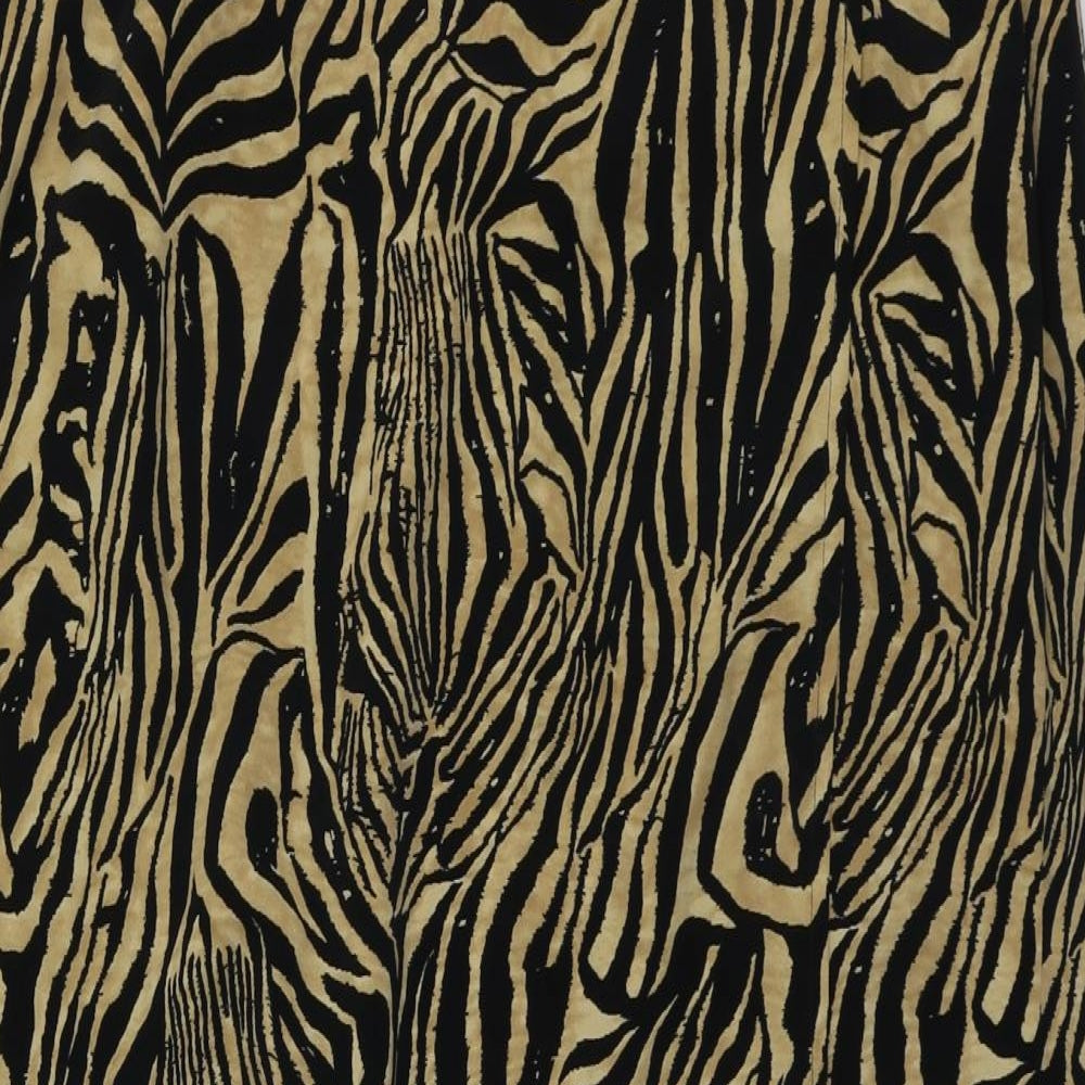 Gold Womens Brown Animal Print Polyester A-Line Skirt Size 18