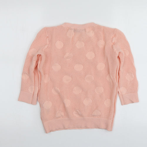 Only Womens Pink Round Neck Geometric Cotton Pullover Jumper Size S
