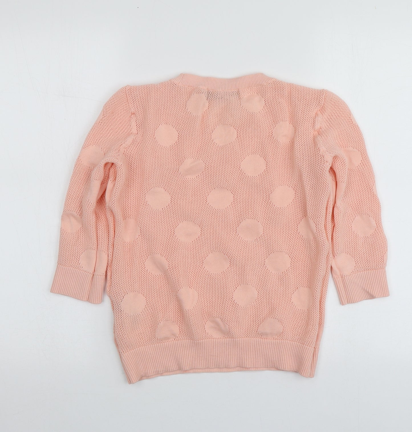 Only Womens Pink Round Neck Geometric Cotton Pullover Jumper Size S