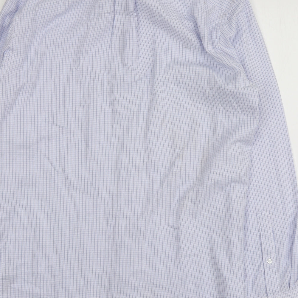 Dunnes Stores Mens Blue Check Cotton  Button-Up Size 15 Collared