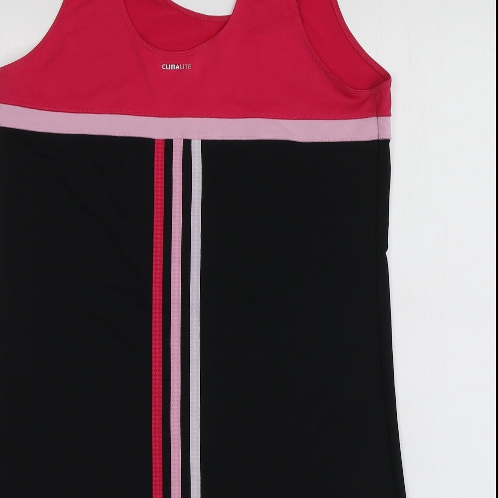 adidas Womens Pink  Polyester Basic Polo Size 12 Round Neck