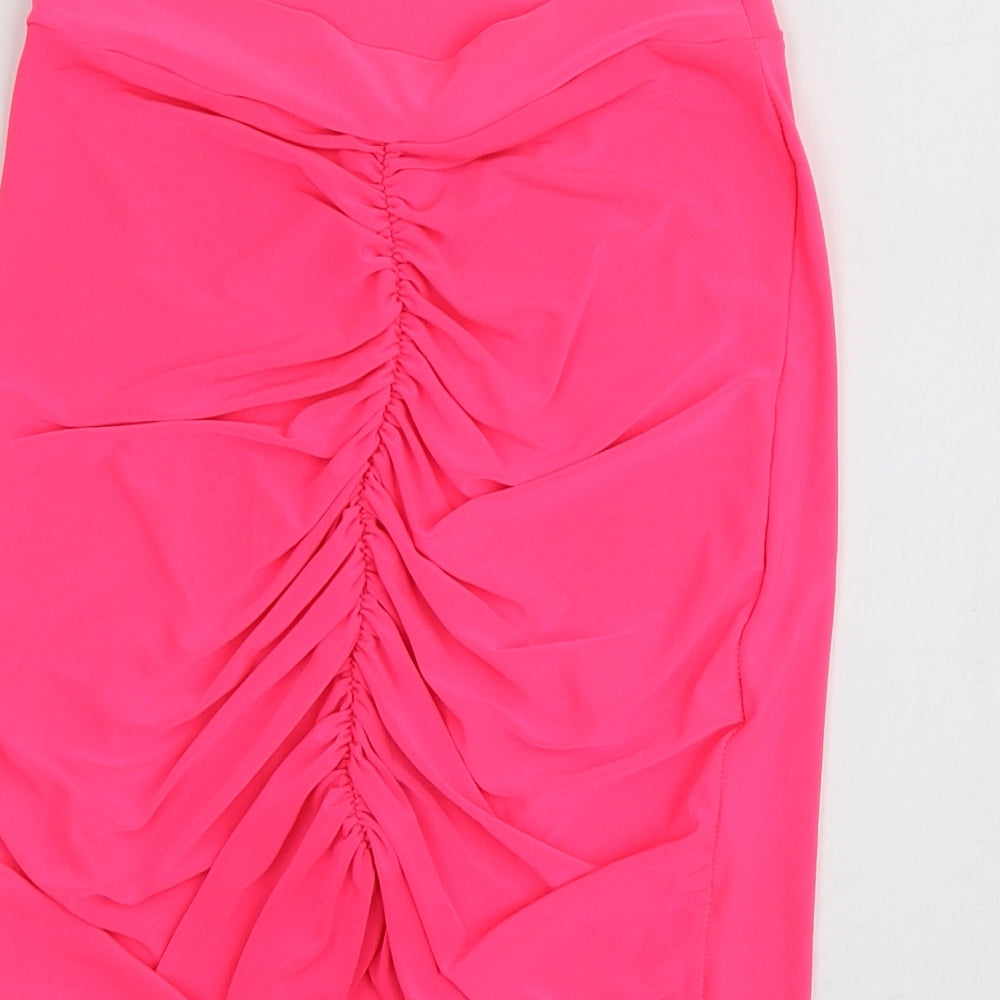PRETTYLITTLETHING Womens Pink  Polyester Mini Skirt Size 6