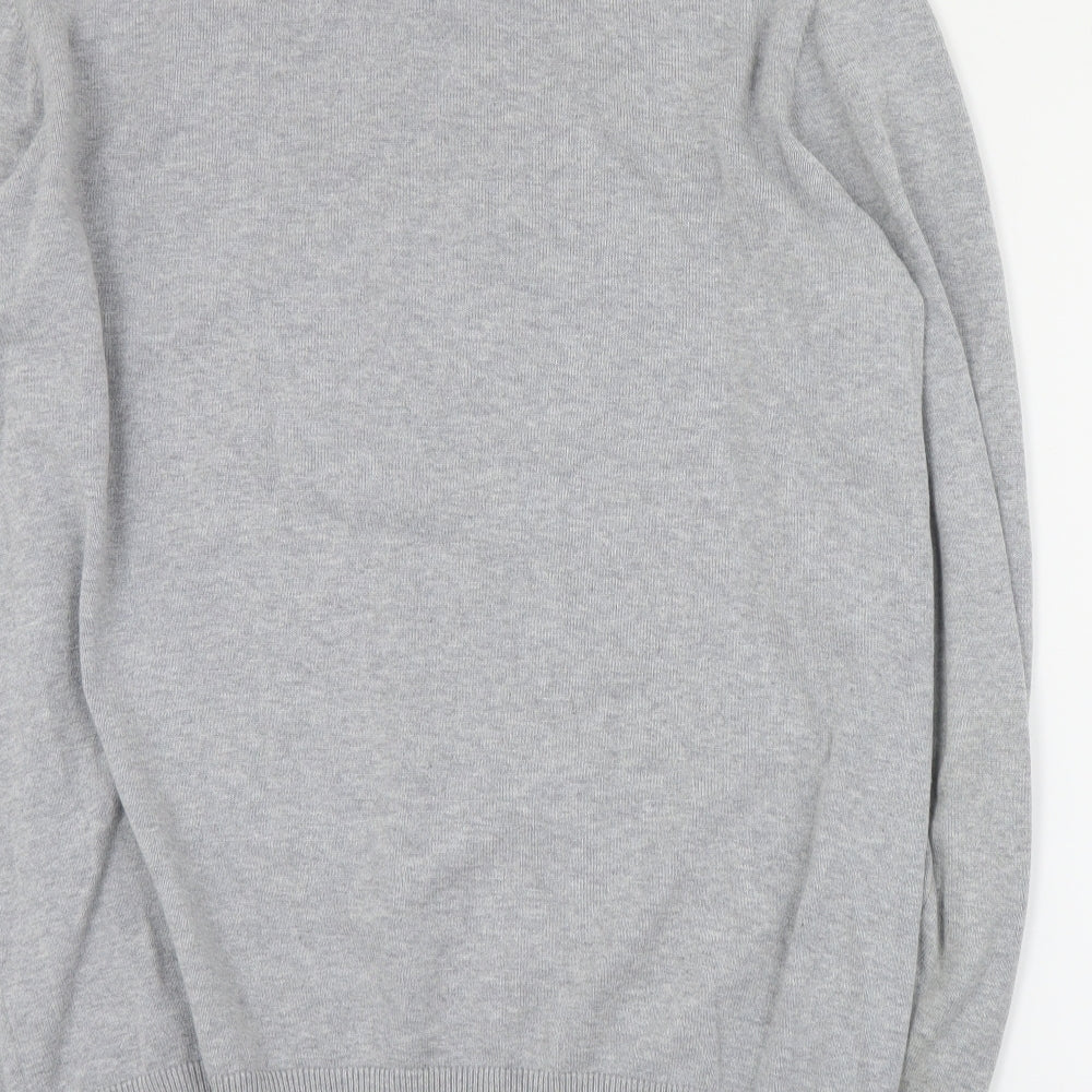Crewe Clothing Company Mens Grey V-Neck  Cotton Pullover Jumper Size L