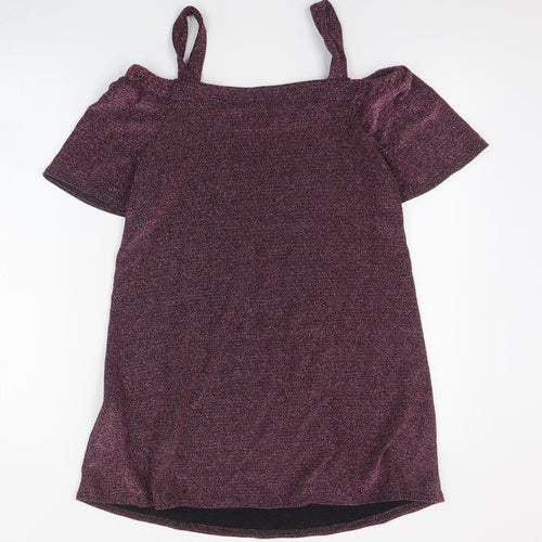 New Look Womens Pink  Nylon Shift  Size 6  Square Neck Pullover