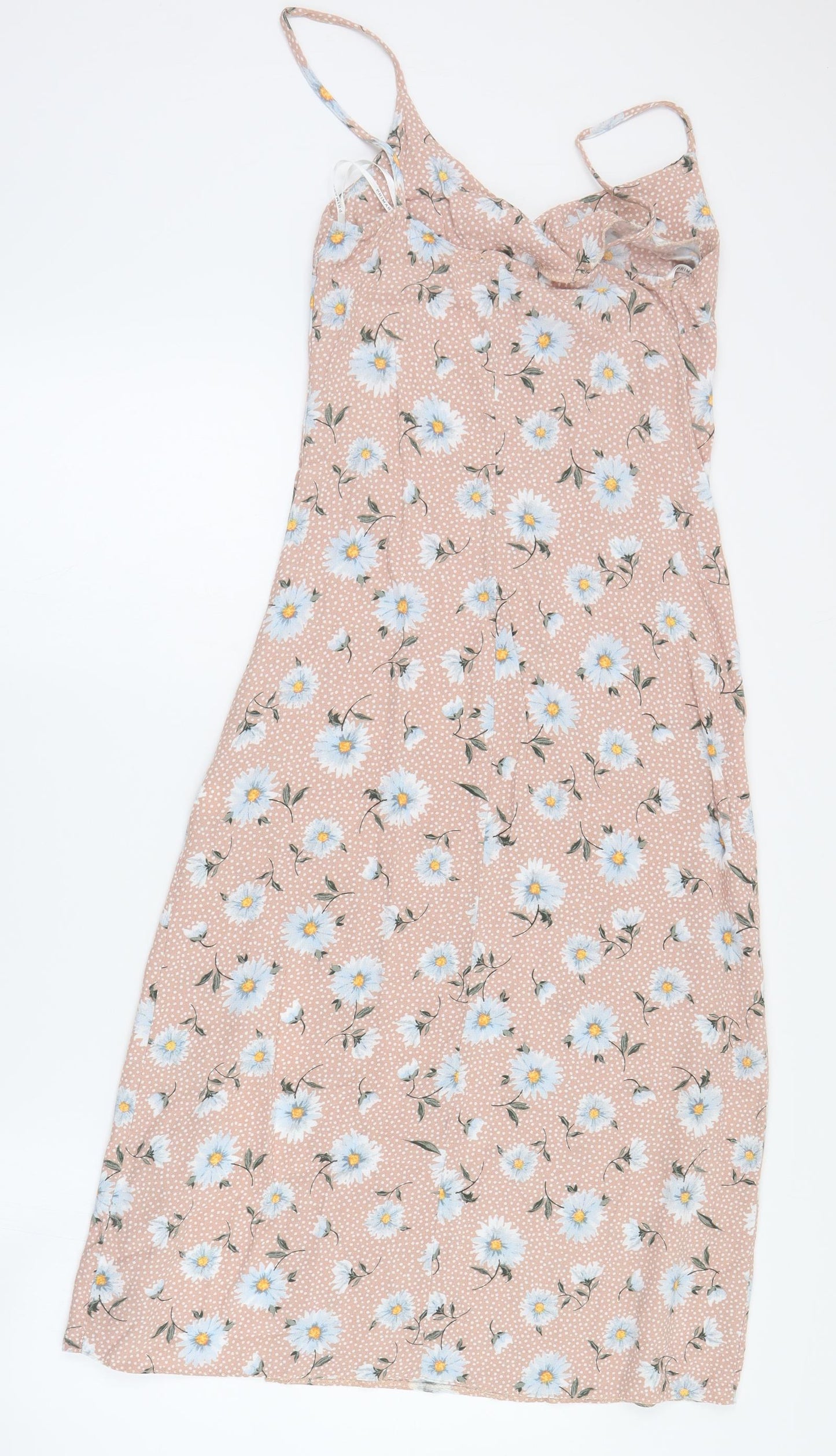 Primark Womens Pink Floral Viscose Maxi  Size 6  V-Neck Pullover