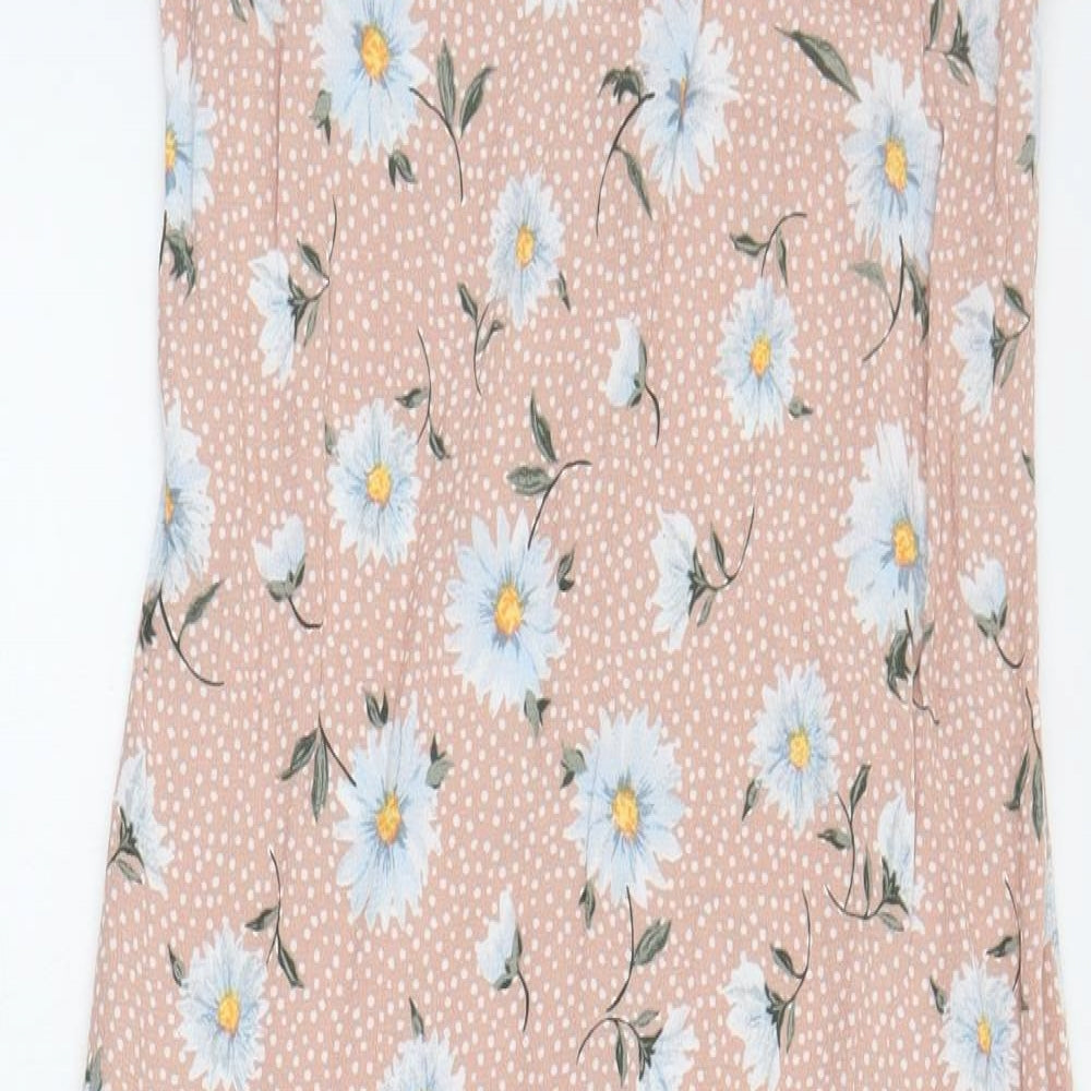 Primark Womens Pink Floral Viscose Maxi  Size 6  V-Neck Pullover