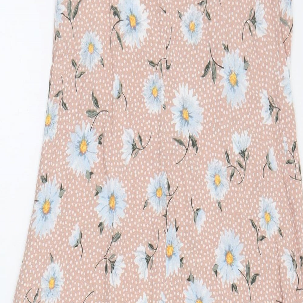 Primark Womens Pink Floral Viscose Maxi  Size 6  V-Neck Pullover