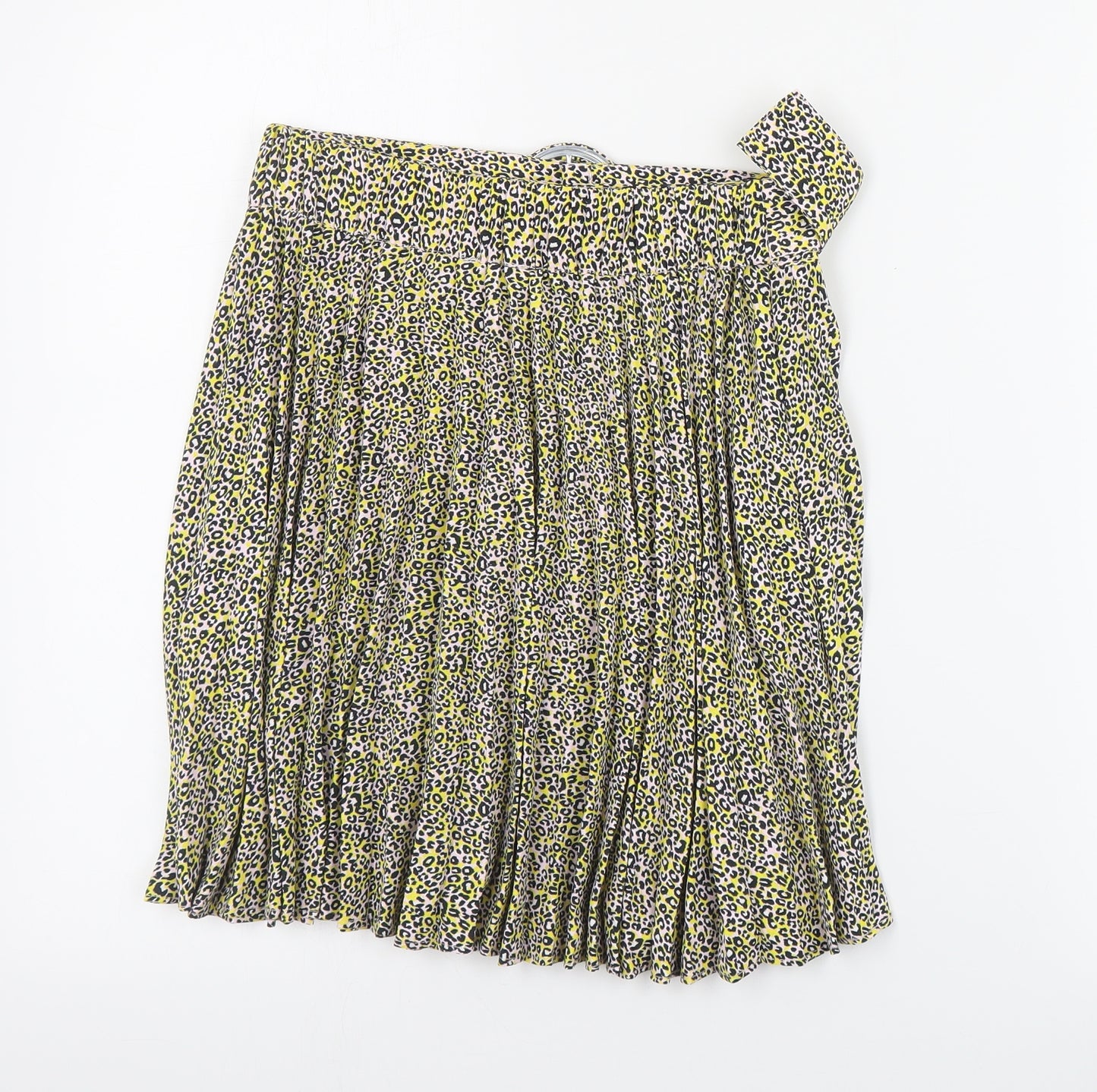 Topshop Womens Yellow Floral Polyester Pleated Skirt Size 6